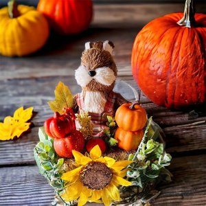 Fall Centerpiece - Squirrel on Hay Bale
